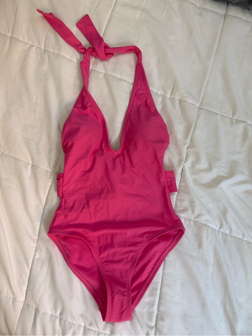Shade & Shore Hot Pink Halter One-Piece Swimsuit